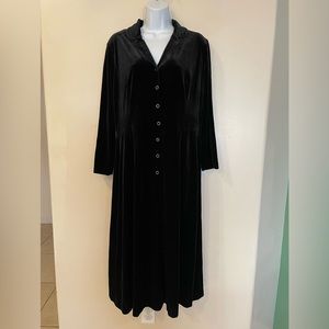 Anne Klein Women's Long Sleeve Stretch Velvet Midi Dress Black Size 12